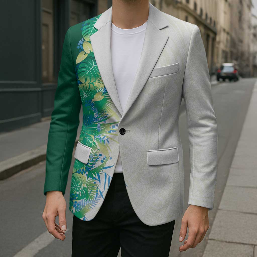 Hawaii Tropical Plant Omaomao Blazer Vibrant Polynesian Pattern