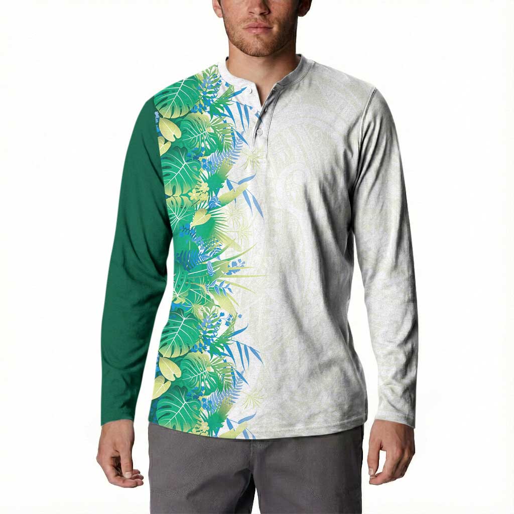 Hawaii Tropical Plant Omaomao Button Sweatshirt Vibrant Polynesian Pattern
