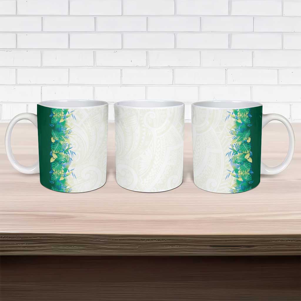 Hawaii Tropical Plant Omaomao Ceramic Mug Vibrant Polynesian Pattern