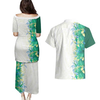 Hawaii Tropical Plant Omaomao Couples Matching Puletasi and Hawaiian Shirt Vibrant Polynesian Pattern