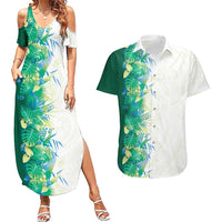 Hawaii Tropical Plant Omaomao Couples Matching Summer Maxi Dress and Hawaiian Shirt Vibrant Polynesian Pattern