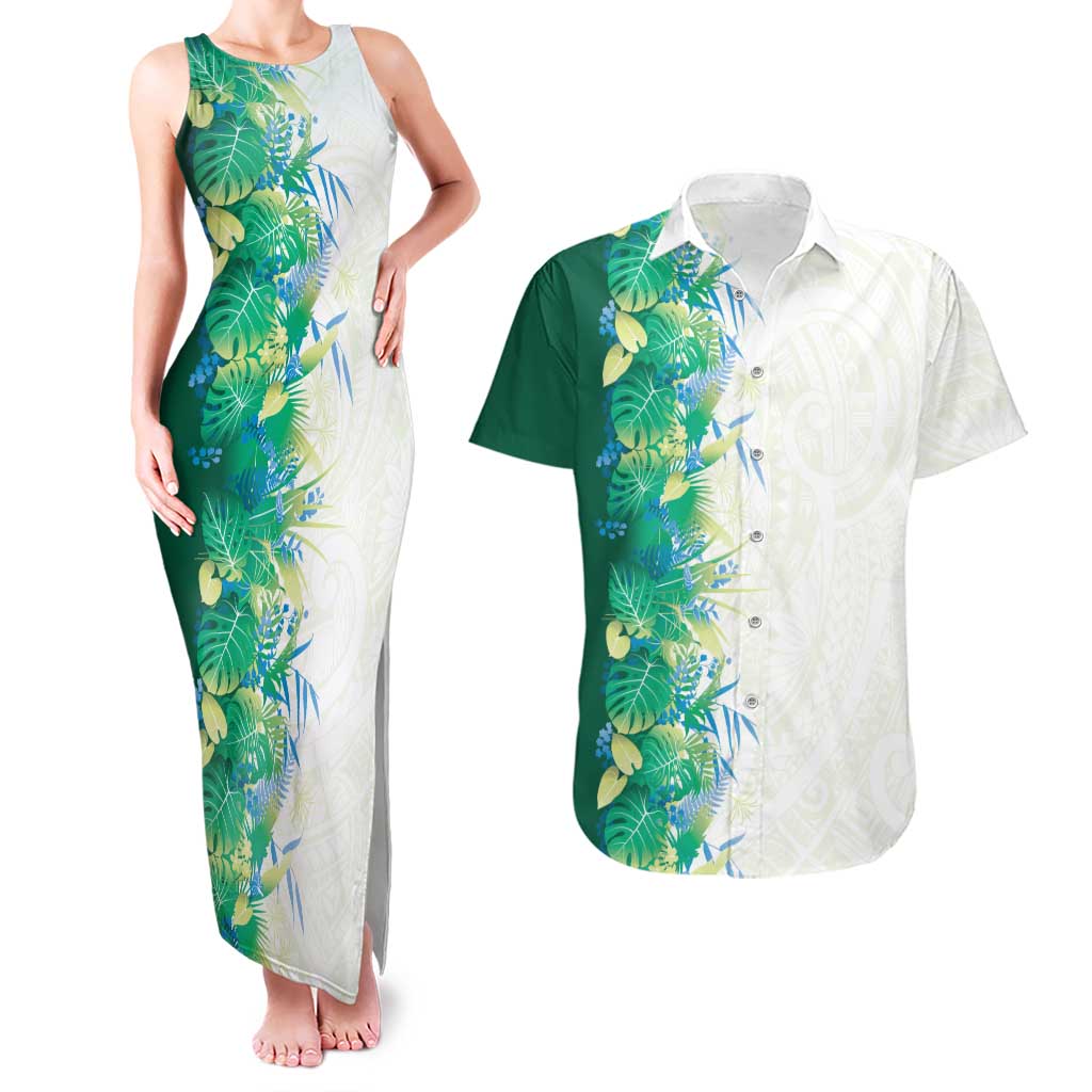 Hawaii Tropical Plant Omaomao Couples Matching Tank Maxi Dress and Hawaiian Shirt Vibrant Polynesian Pattern