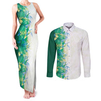 Hawaii Tropical Plant Omaomao Couples Matching Tank Maxi Dress and Long Sleeve Button Shirt Vibrant Polynesian Pattern
