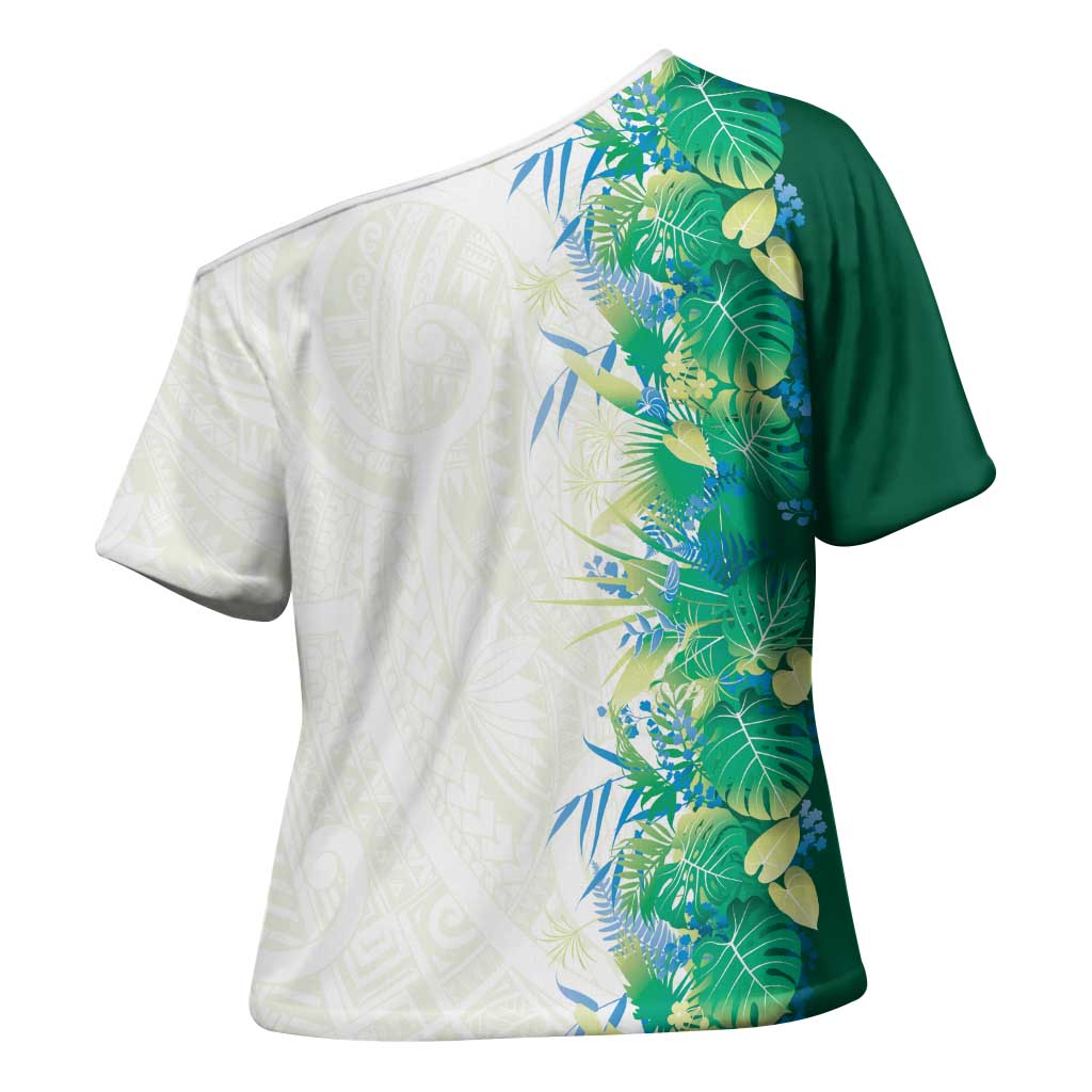 Hawaii Tropical Plant Omaomao Cross Shoulder Shirt Vibrant Polynesian Pattern