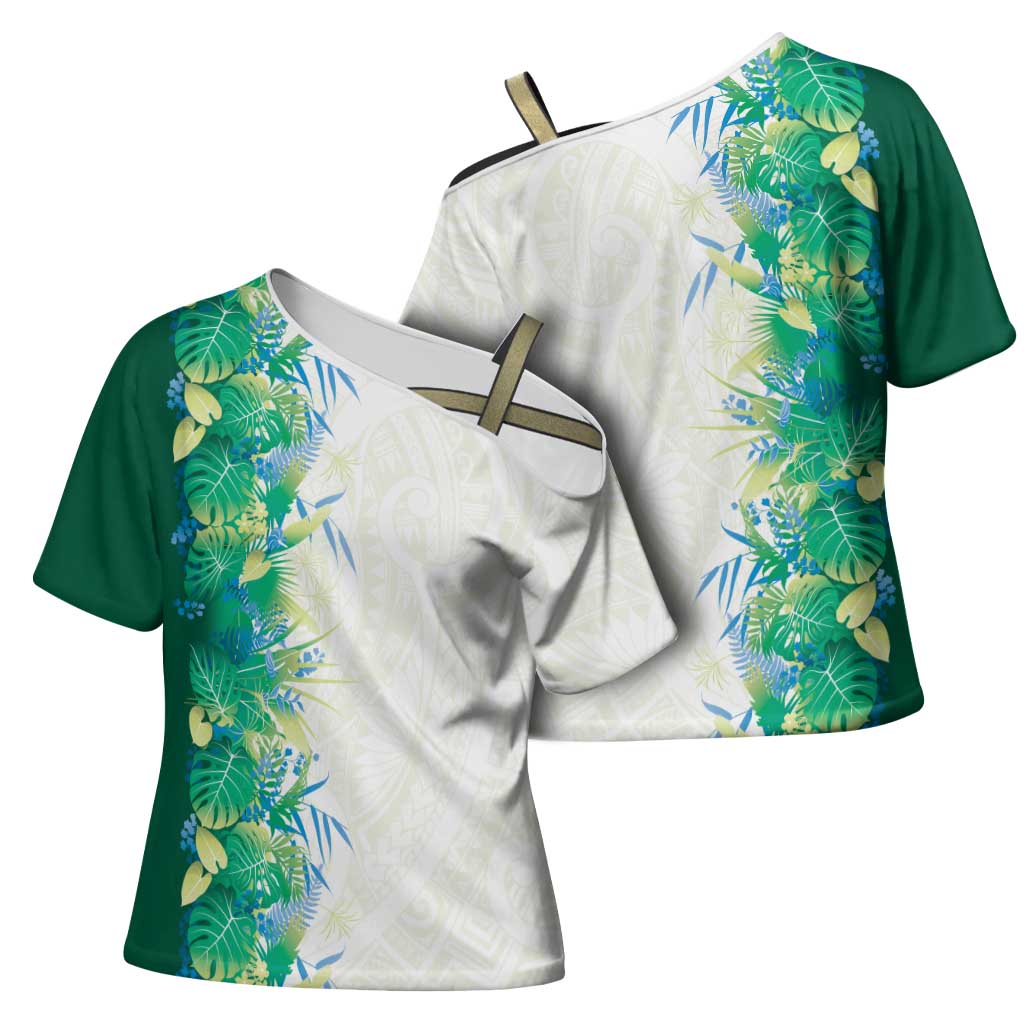 Hawaii Tropical Plant Omaomao Cross Shoulder Shirt Vibrant Polynesian Pattern