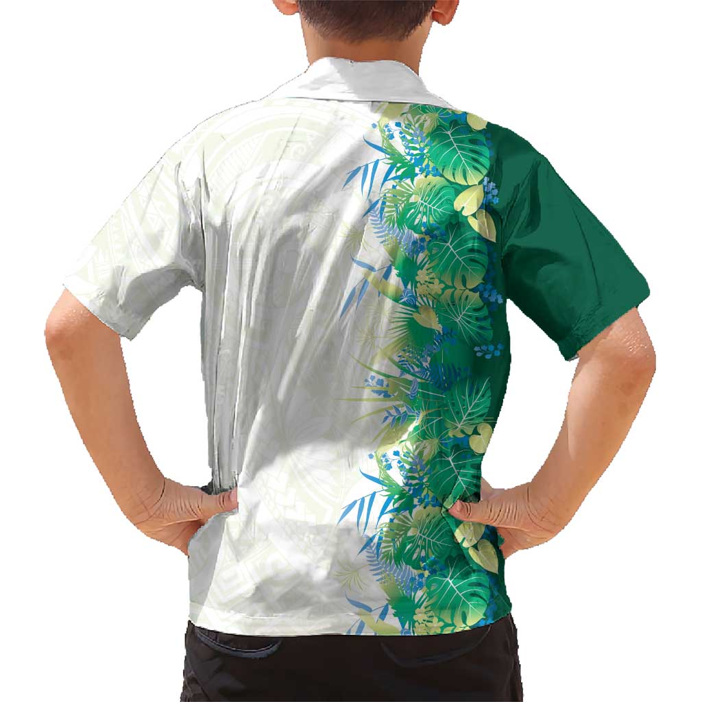 Hawaii Tropical Plant Omaomao Family Matching Off Shoulder Short Dress and Hawaiian Shirt Vibrant Polynesian Pattern