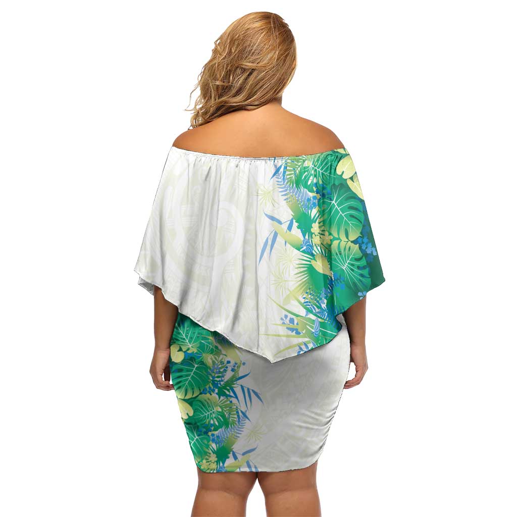 Hawaii Tropical Plant Omaomao Family Matching Off Shoulder Short Dress and Hawaiian Shirt Vibrant Polynesian Pattern