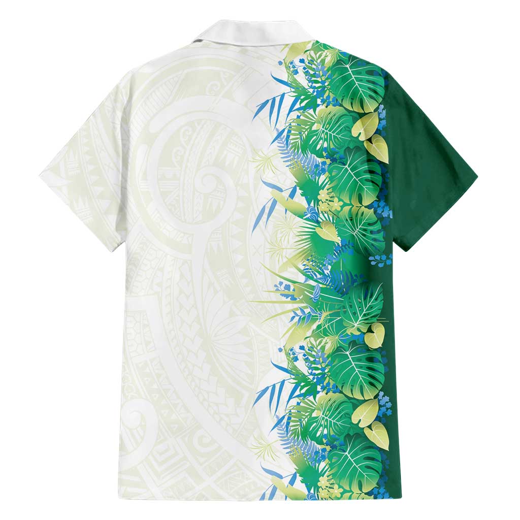Hawaii Tropical Plant Omaomao Family Matching Puletasi and Hawaiian Shirt Vibrant Polynesian Pattern