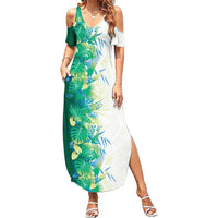 Hawaii Tropical Plant Omaomao Family Matching Summer Maxi Dress and Hawaiian Shirt Vibrant Polynesian Pattern