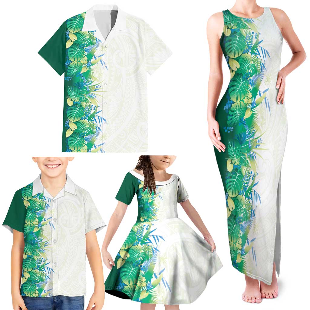 Hawaii Tropical Plant Omaomao Family Matching Tank Maxi Dress and Hawaiian Shirt Vibrant Polynesian Pattern