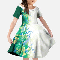 Hawaii Tropical Plant Omaomao Kid Short Sleeve Dress Vibrant Polynesian Pattern