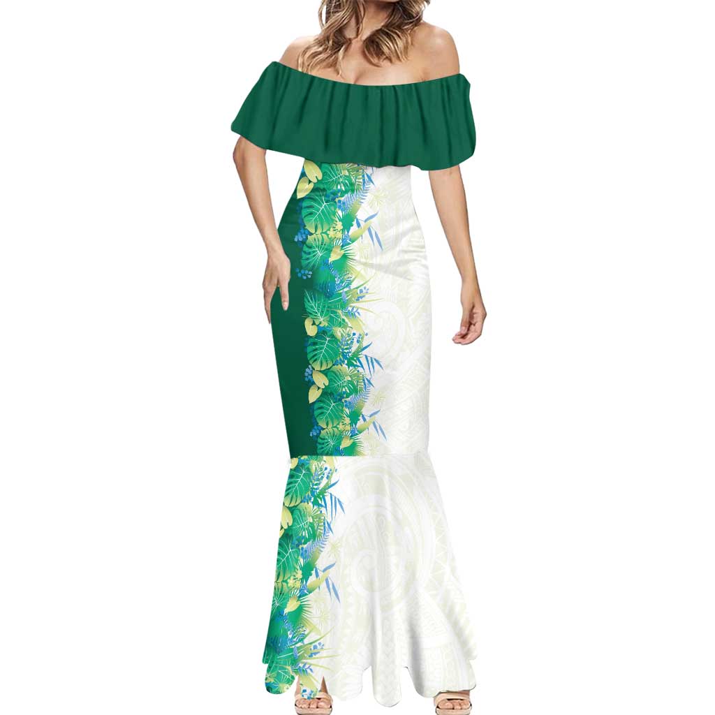 Hawaii Tropical Plant Omaomao Mermaid Dress Vibrant Polynesian Pattern