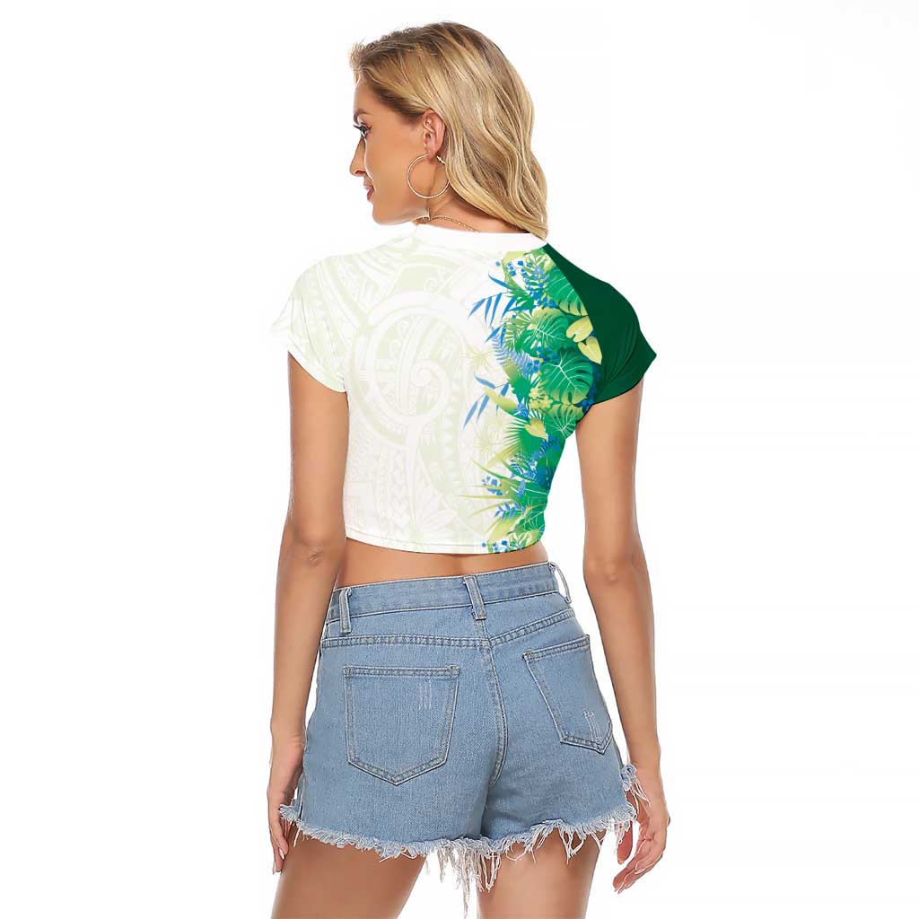 Hawaii Tropical Plant Omaomao Raglan Cropped T Shirt Vibrant Polynesian Pattern