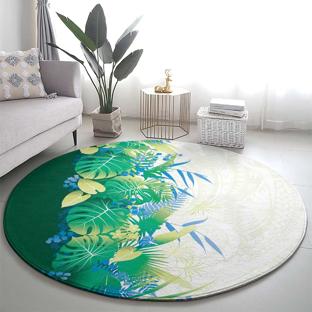 Hawaii Tropical Plant Omaomao Round Carpet Vibrant Polynesian Pattern