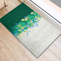 Hawaii Tropical Plant Omaomao Rubber Doormat Vibrant Polynesian Pattern