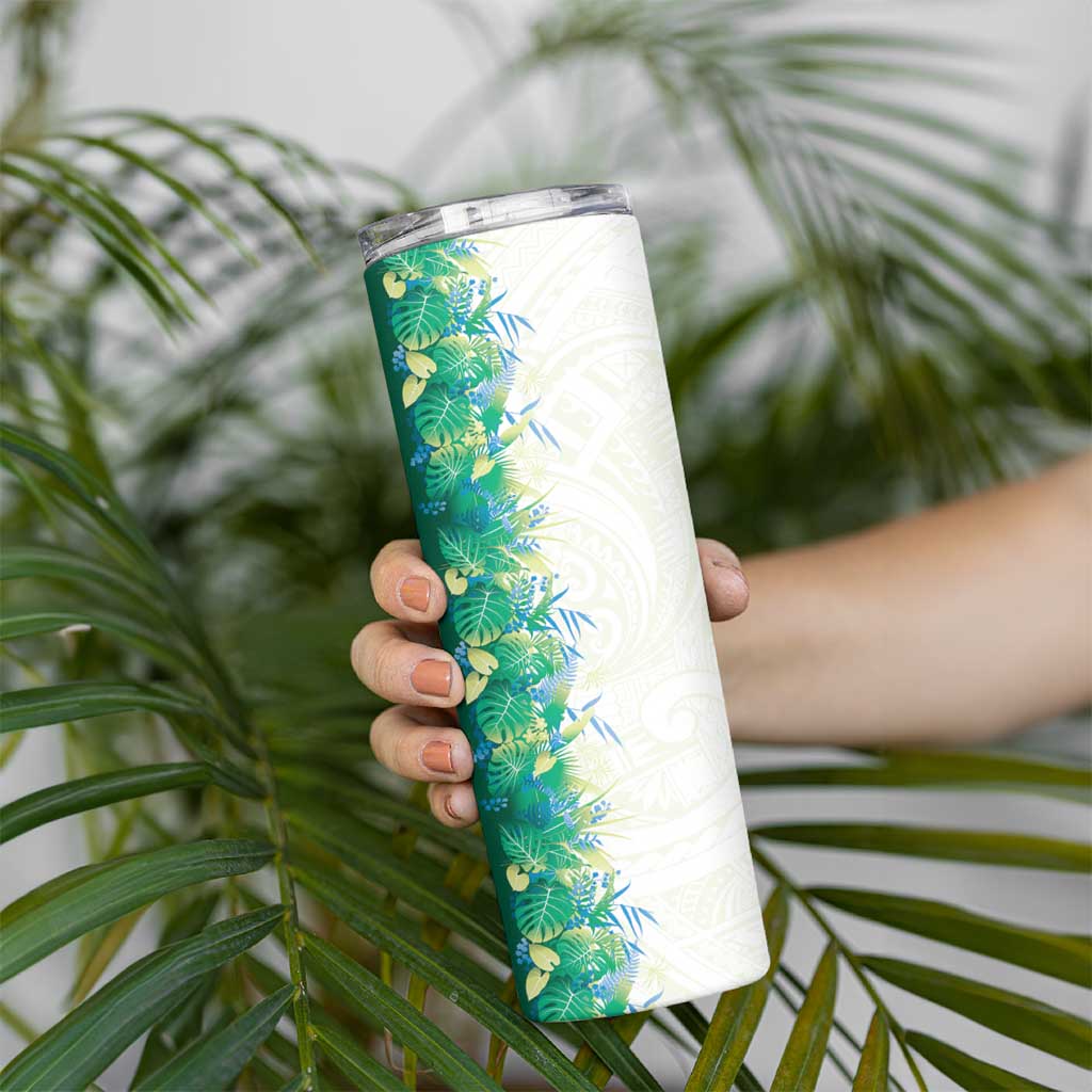 Hawaii Tropical Plant Omaomao Skinny Tumbler Vibrant Polynesian Pattern