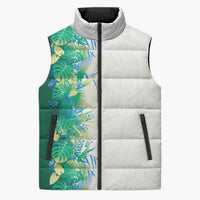 Hawaii Tropical Plant Omaomao Sleeveless Puffer Jacket Vibrant Polynesian Pattern