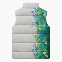 Hawaii Tropical Plant Omaomao Sleeveless Puffer Jacket Vibrant Polynesian Pattern