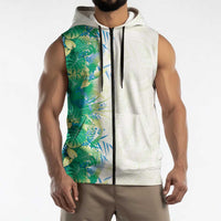 Hawaii Tropical Plant Omaomao Sleeveless Zip Hoodie Vibrant Polynesian Pattern