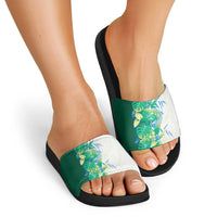 Hawaii Tropical Plant Omaomao Slide Sandals Vibrant Polynesian Pattern