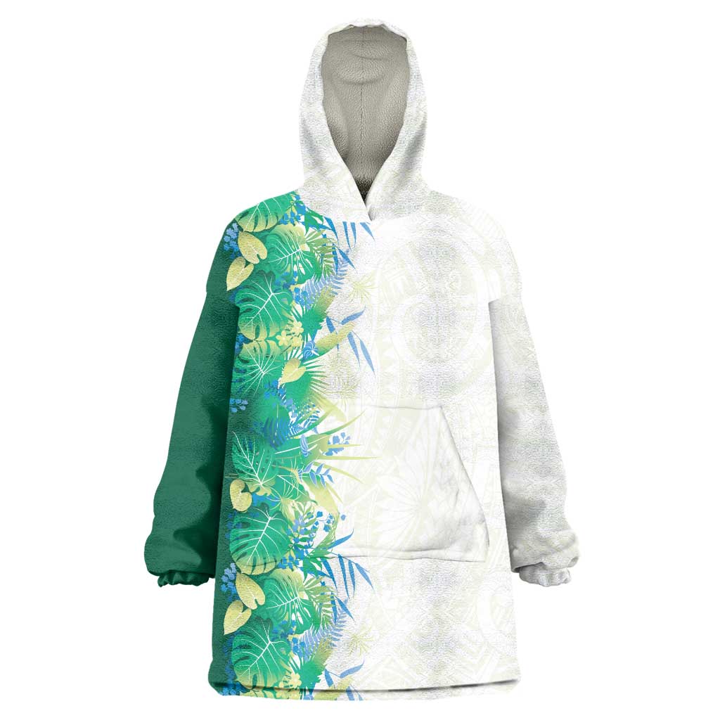 Hawaii Tropical Plant Omaomao Wearable Blanket Hoodie Vibrant Polynesian Pattern