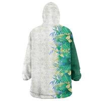 Hawaii Tropical Plant Omaomao Wearable Blanket Hoodie Vibrant Polynesian Pattern