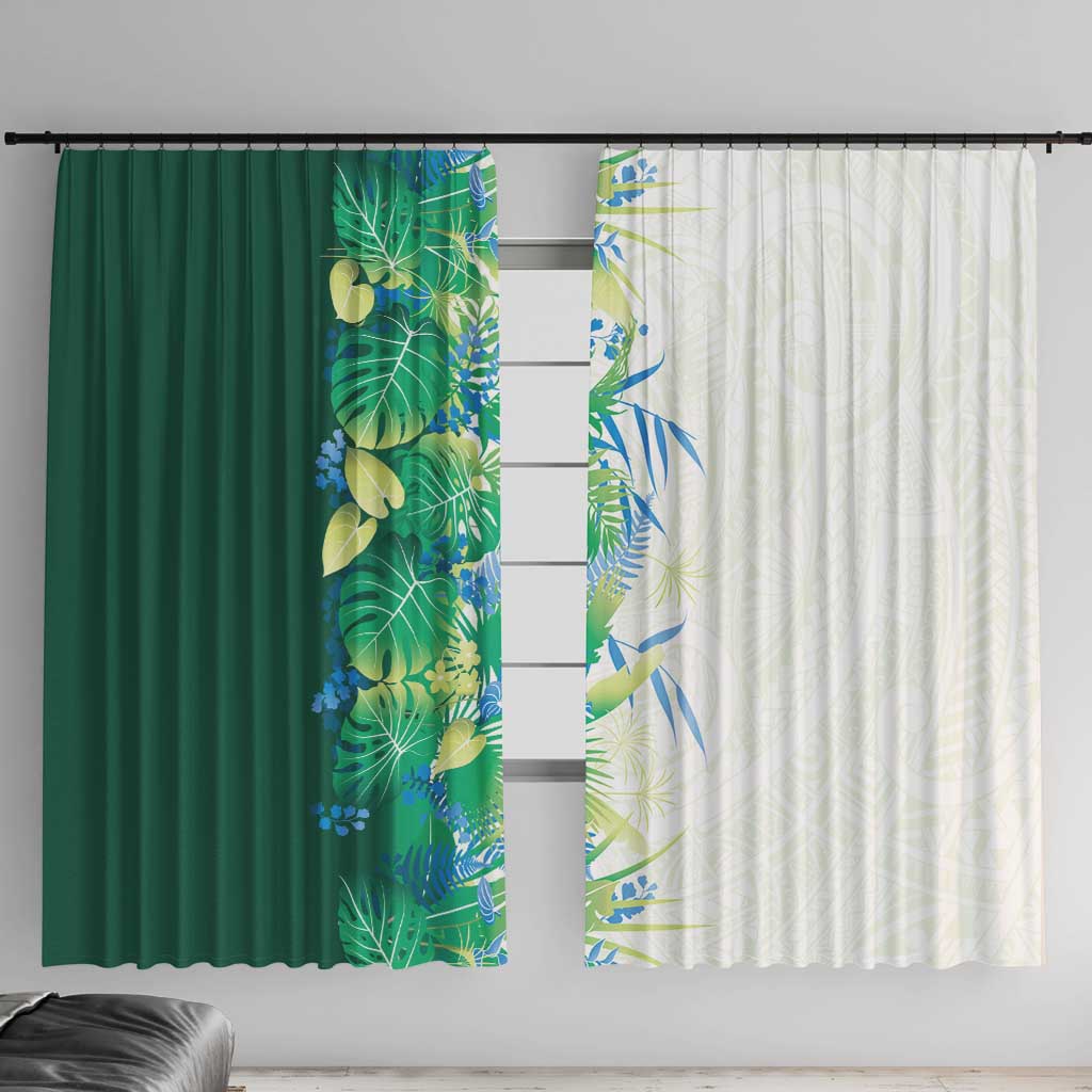 Hawaii Tropical Plant Omaomao Window Curtain Vibrant Polynesian Pattern