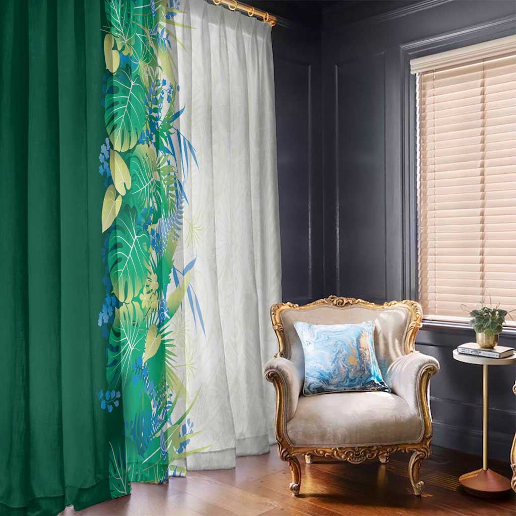 Hawaii Tropical Plant Omaomao Window Curtain Vibrant Polynesian Pattern