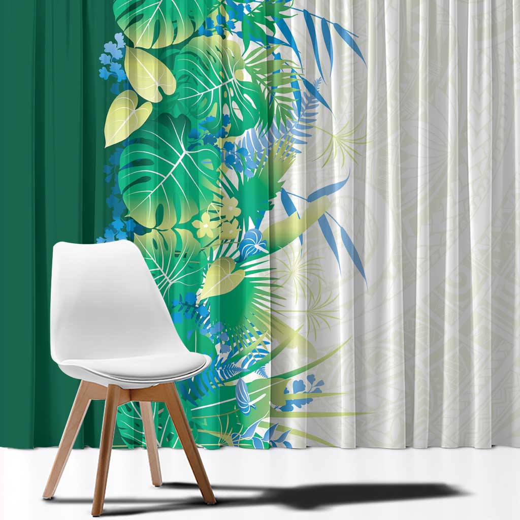 Hawaii Tropical Plant Omaomao Window Curtain Vibrant Polynesian Pattern