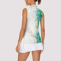 Hawaii Tropical Plant Omaomao Women Sleeveless Polo Shirt Vibrant Polynesian Pattern