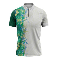 Hawaii Tropical Plant Omaomao Zipper Polo Shirt Vibrant Polynesian Pattern
