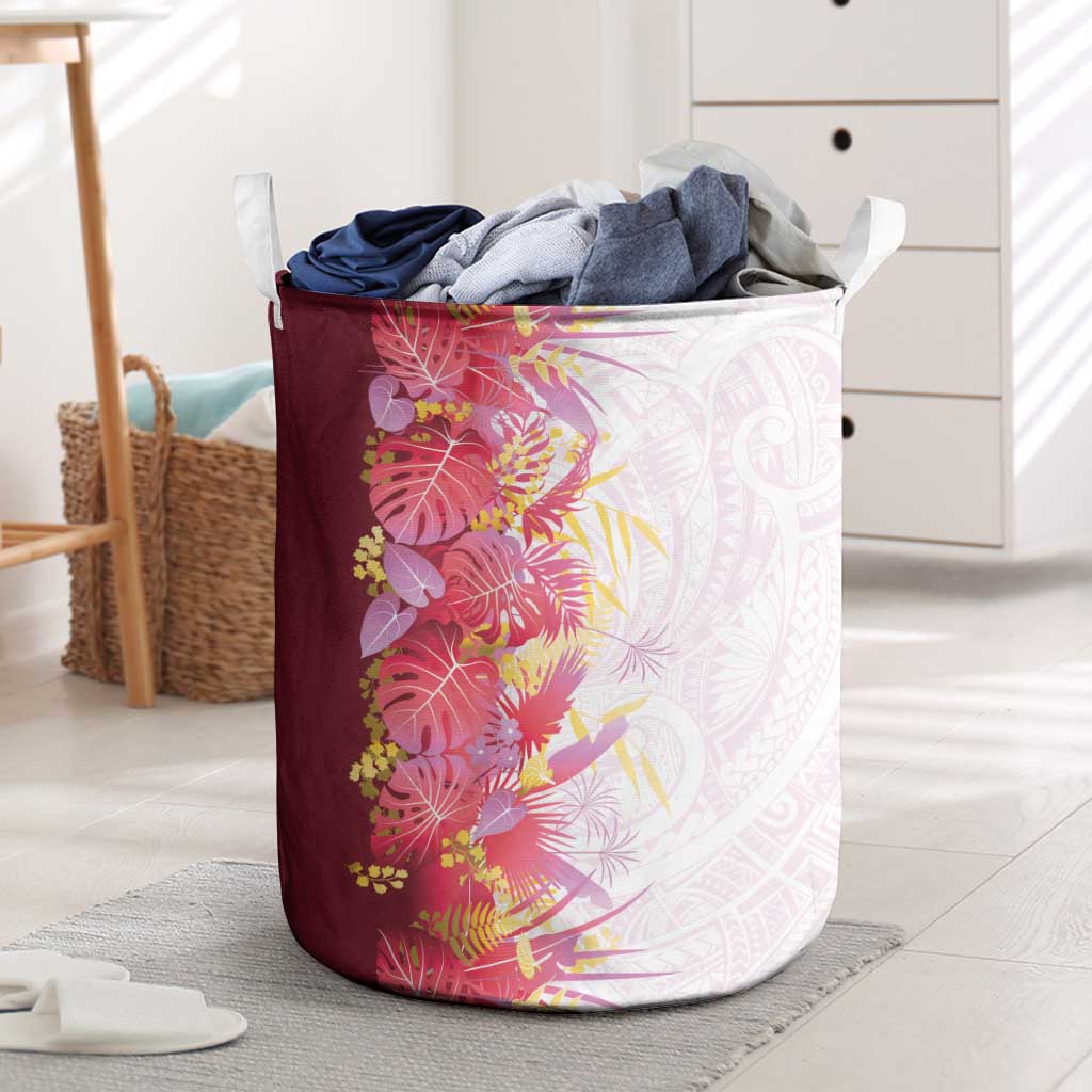 Hawaii Tropical Plant Akala Laundry Basket Vibrant Polynesian Pattern