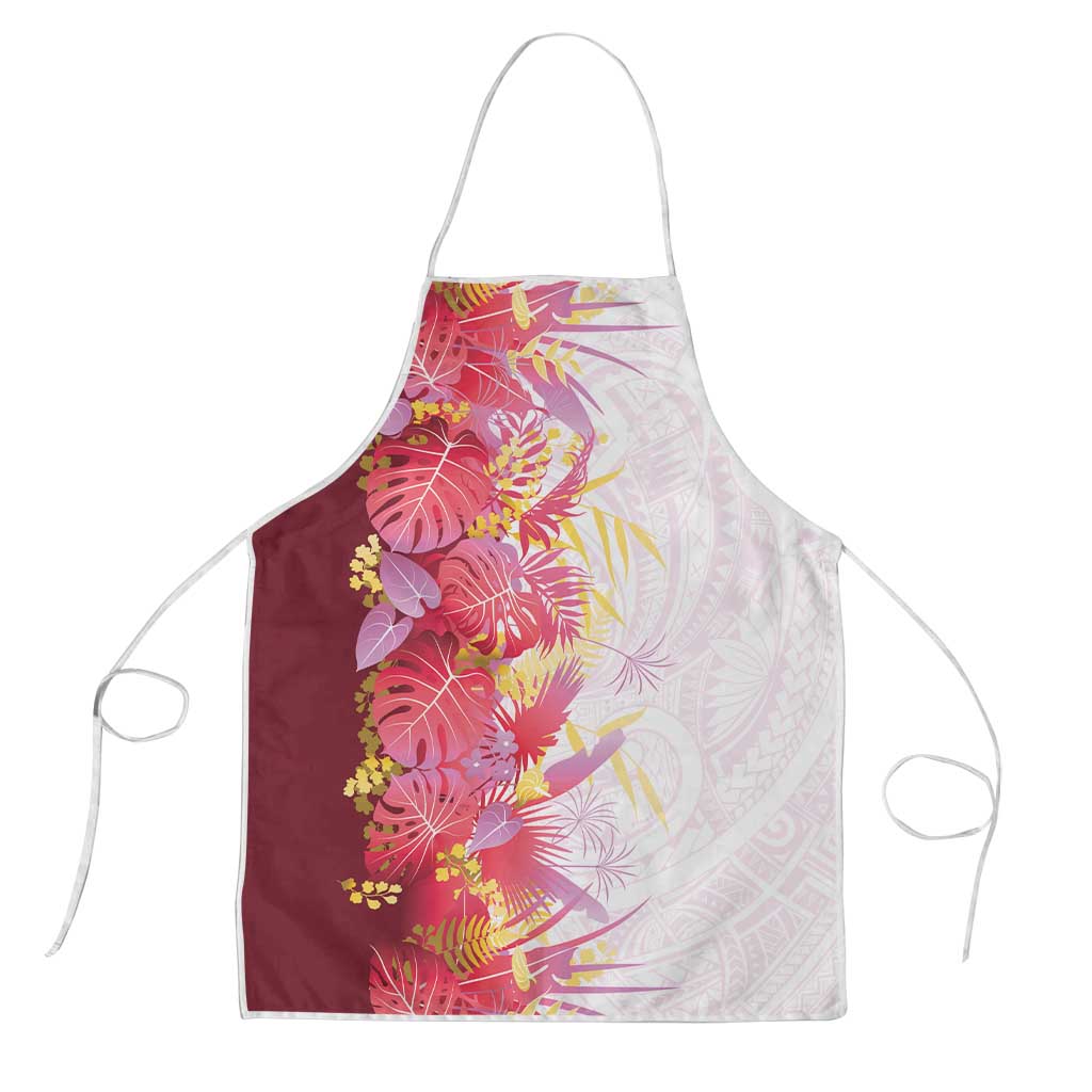 Hawaii Tropical Plant Akala Apron Vibrant Polynesian Pattern