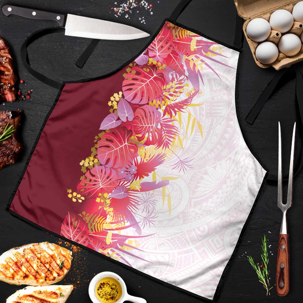 Hawaii Tropical Plant Akala Apron Vibrant Polynesian Pattern