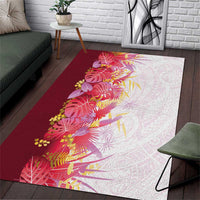 Hawaii Tropical Plant Akala Area Rug Vibrant Polynesian Pattern