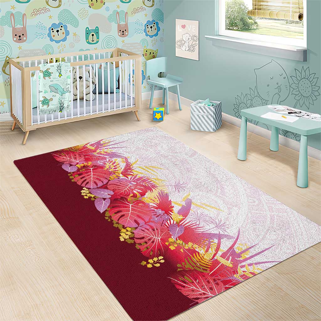 Hawaii Tropical Plant Akala Area Rug Vibrant Polynesian Pattern
