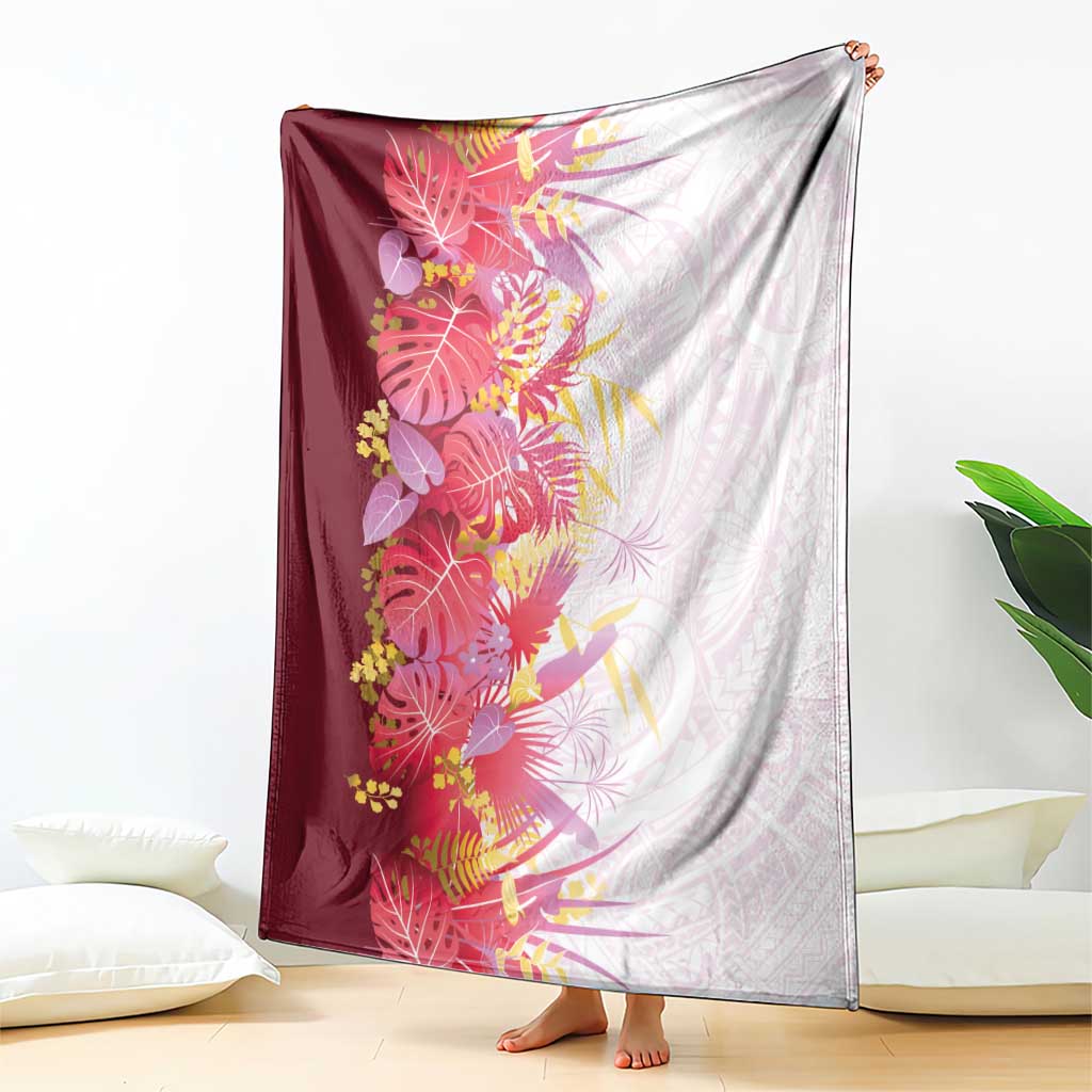 Hawaii Tropical Plant Akala Blanket Vibrant Polynesian Pattern