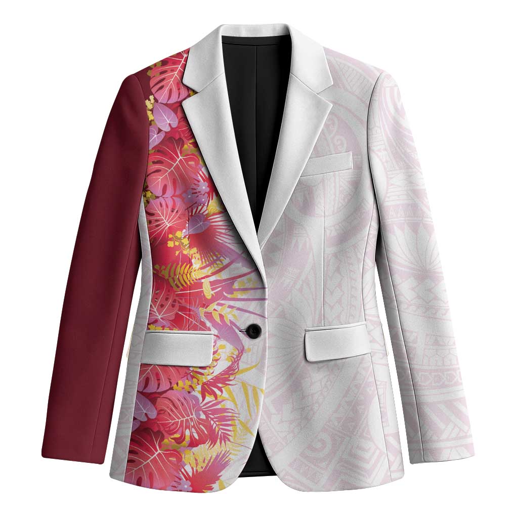 Hawaii Tropical Plant Akala Blazer Vibrant Polynesian Pattern