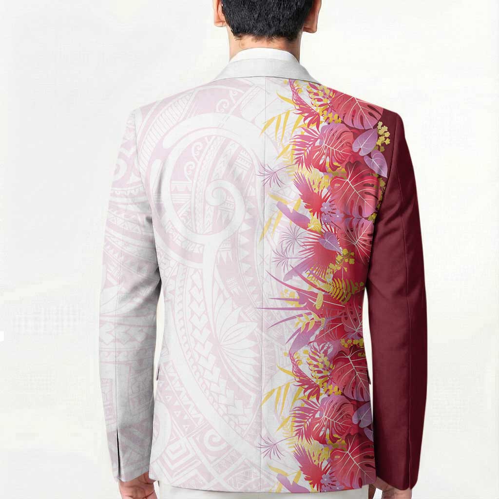 Hawaii Tropical Plant Akala Blazer Vibrant Polynesian Pattern