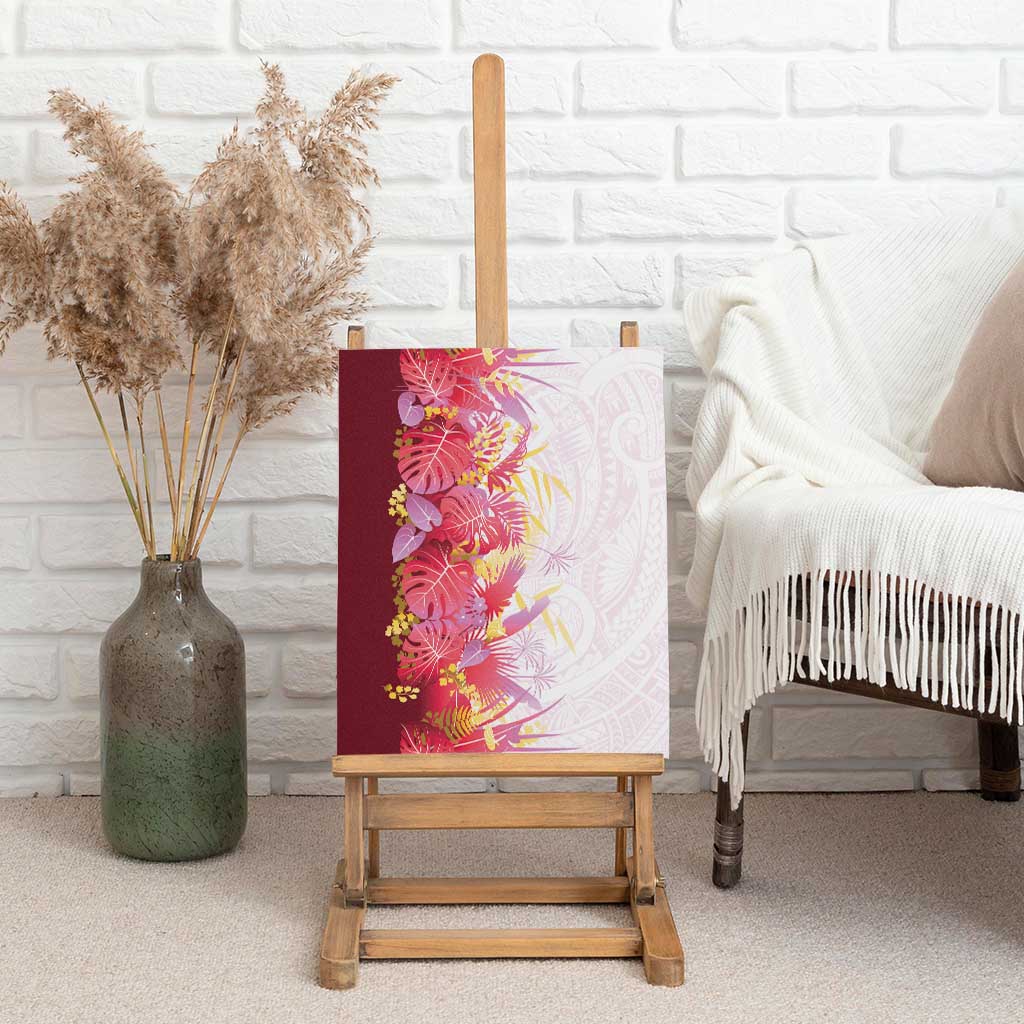 Hawaii Tropical Plant Akala Canvas Wall Art Vibrant Polynesian Pattern