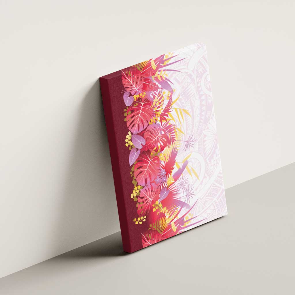 Hawaii Tropical Plant Akala Canvas Wall Art Vibrant Polynesian Pattern