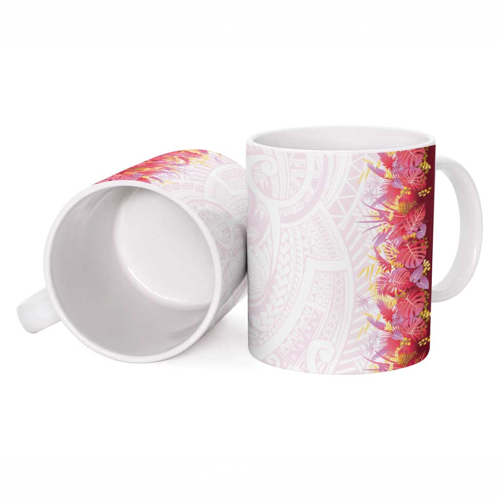 Hawaii Tropical Plant Akala Ceramic Mug Vibrant Polynesian Pattern