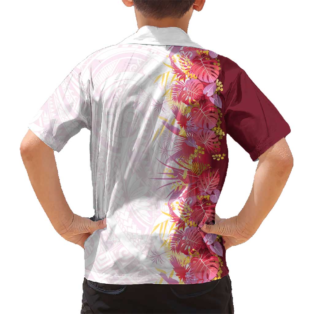 Hawaii Tropical Plant Akala Family Matching Long Sleeve Bodycon Dress and Hawaiian Shirt Vibrant Polynesian Pattern