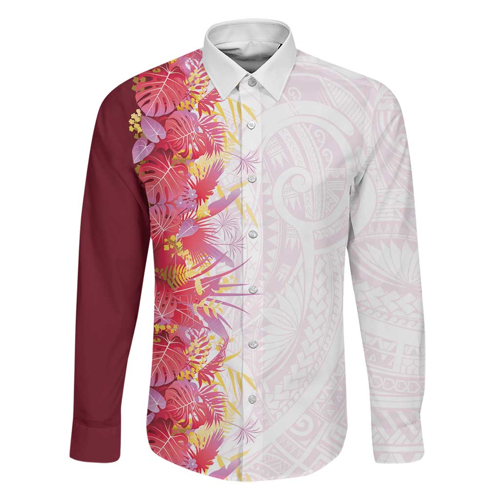 Hawaii Tropical Plant Akala Family Matching Mermaid Dress and Hawaiian Shirt Vibrant Polynesian Pattern