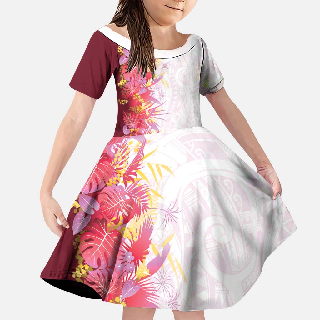 Hawaii Tropical Plant Akala Family Matching Off Shoulder Maxi Dress and Hawaiian Shirt Vibrant Polynesian Pattern