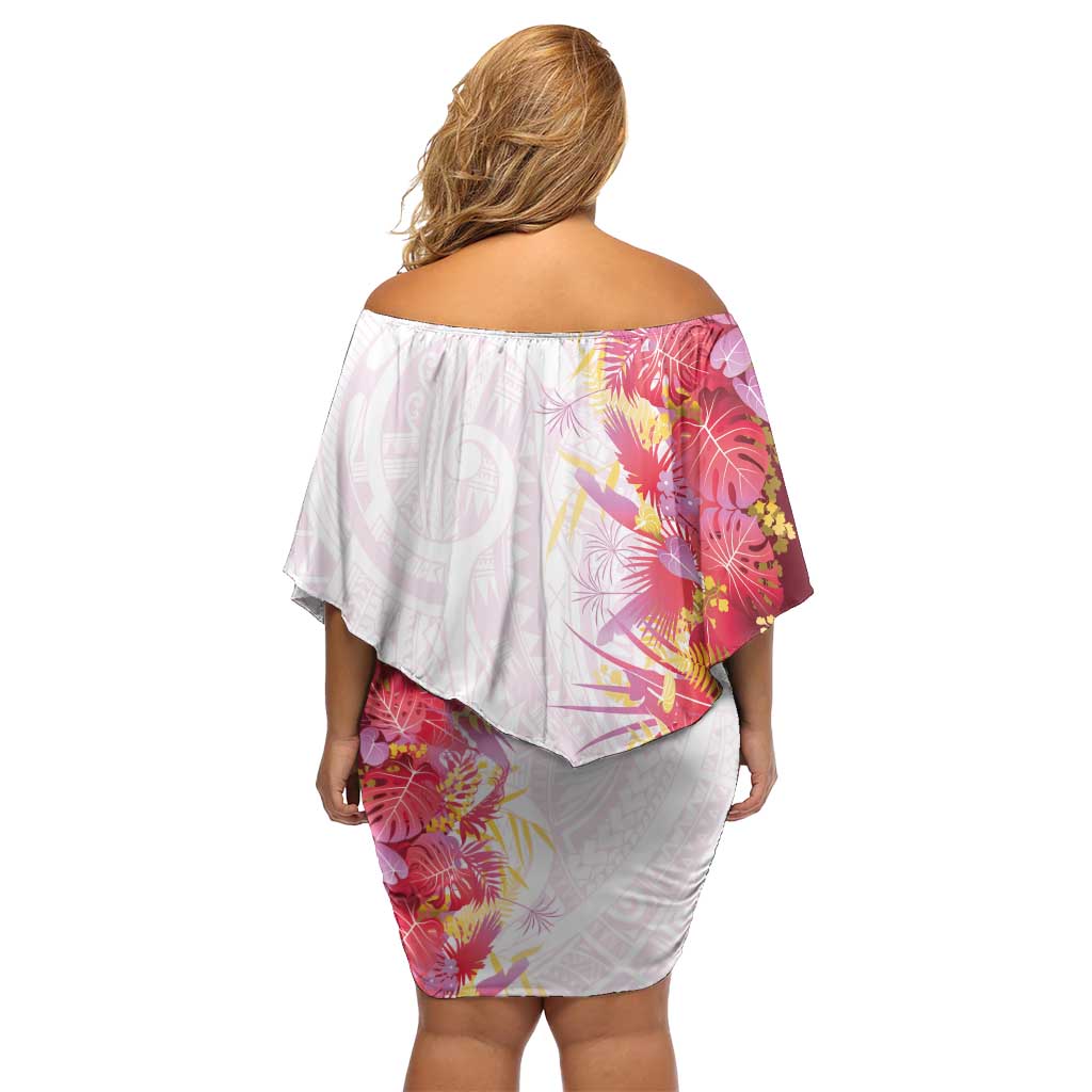 Hawaii Tropical Plant Akala Family Matching Off Shoulder Short Dress and Hawaiian Shirt Vibrant Polynesian Pattern