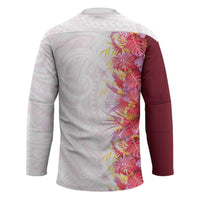 Hawaii Tropical Plant Akala Hockey Jersey Vibrant Polynesian Pattern