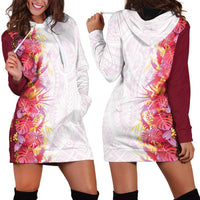 Hawaii Tropical Plant Akala Hoodie Dress Vibrant Polynesian Pattern