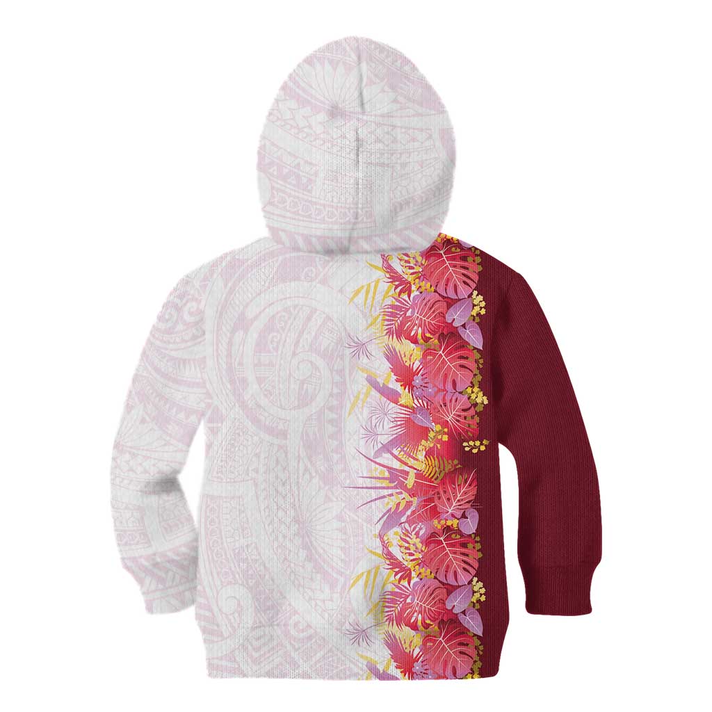 Hawaii Tropical Plant Akala Kid Hoodie Vibrant Polynesian Pattern