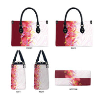 Hawaii Tropical Plant Akala Leather Bag Vibrant Polynesian Pattern
